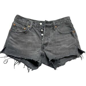 Levi’s 501 Distressed Button Fly Cutoff Jean Shorts Gray Wash Size 26